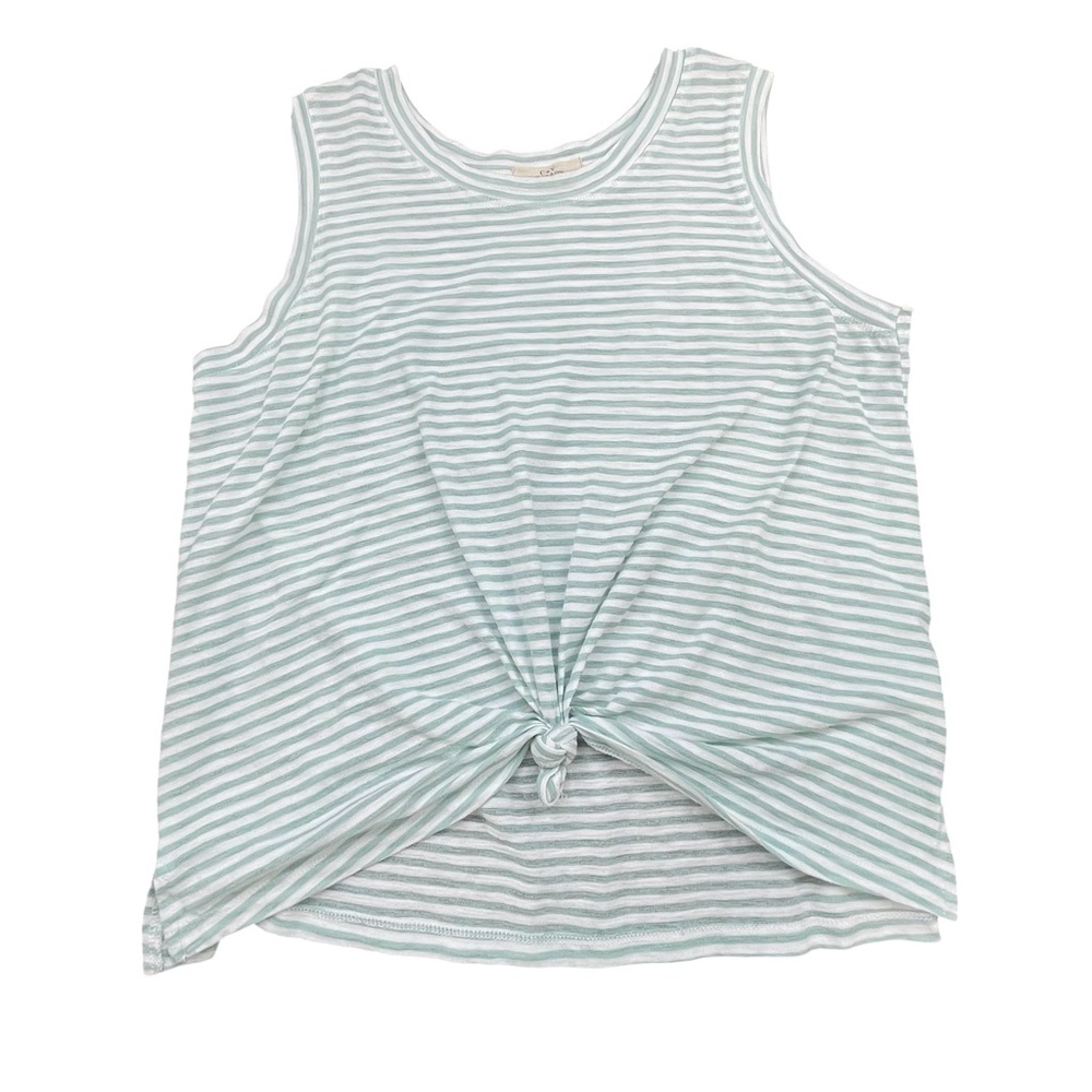 Chelsea & Violet Mint and White Striped Sleeveless Sheer Top Woman’s Size XL